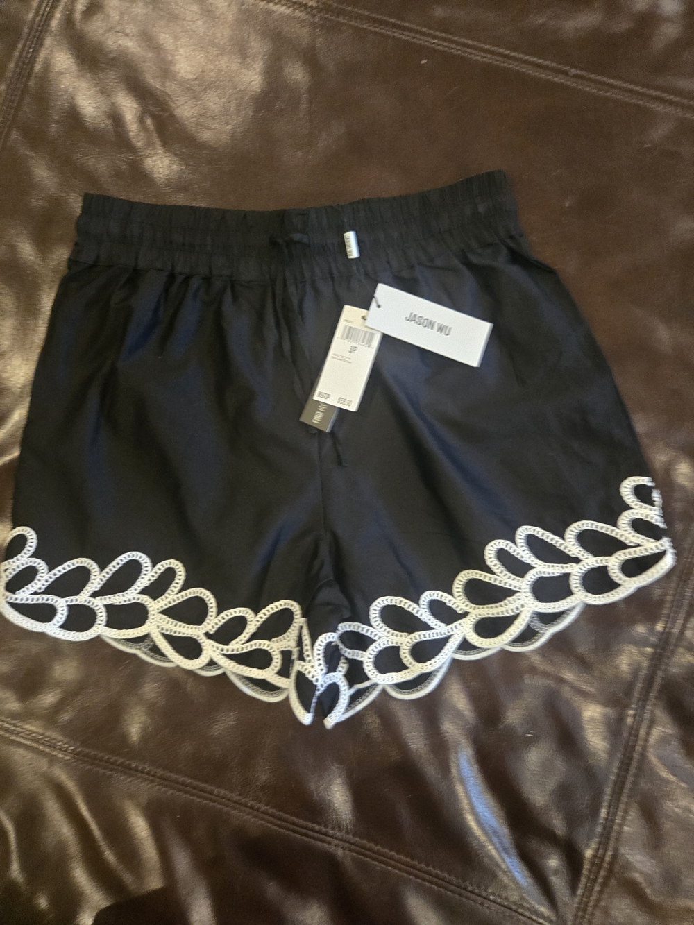 Jason Wu Black Shorts with White Scalloped Trim